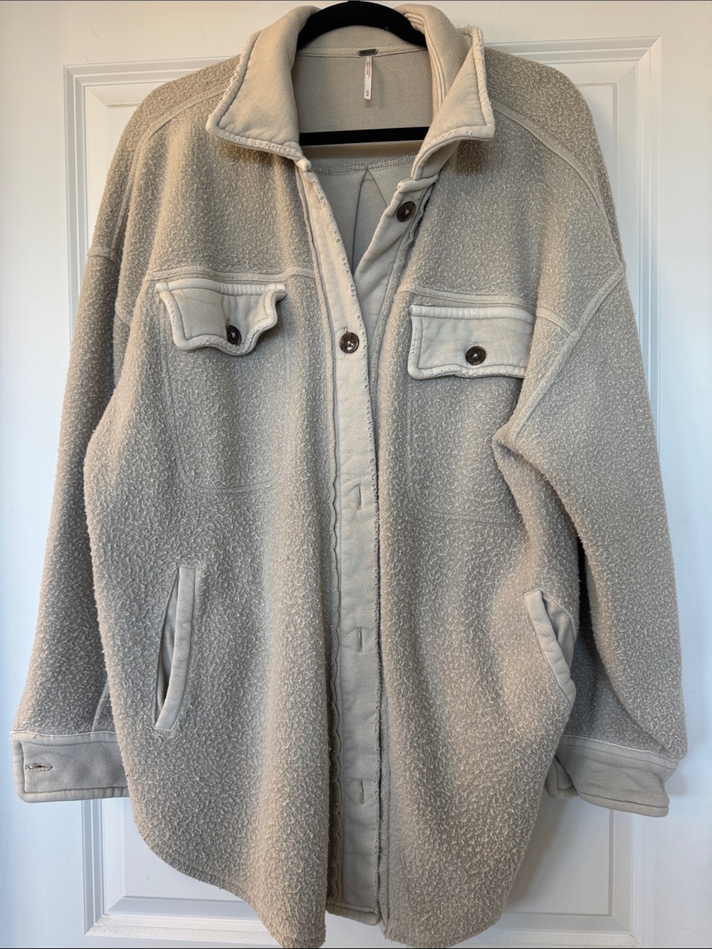 Free People Cream Sherpa Fleece Jacket